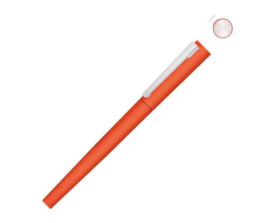 Ручка металлическая роллер Brush R GUM soft-touch с зеркальной гравировкой, 188019.08, Цвет: оранжевый