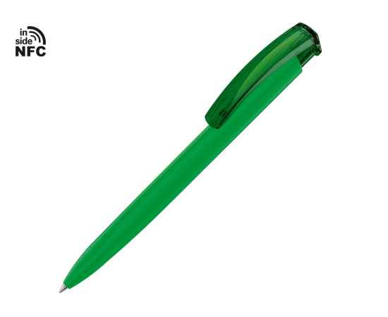 Ручка пластиковая шариковая трехгранная Trinity K transparent Gum soft-touch с чипом передачи информации NFC, 187926NFC.23, Цвет: темно-зеленый