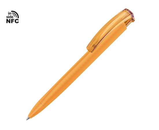 Ручка пластиковая шариковая трехгранная Trinity K transparent Gum soft-touch с чипом передачи информации NFC, 187926NFC.08, Цвет: оранжевый