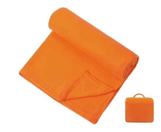 Плед для путешествий Flight в чехле с ручкой и карманом, 833218, Цвет: оранжевый