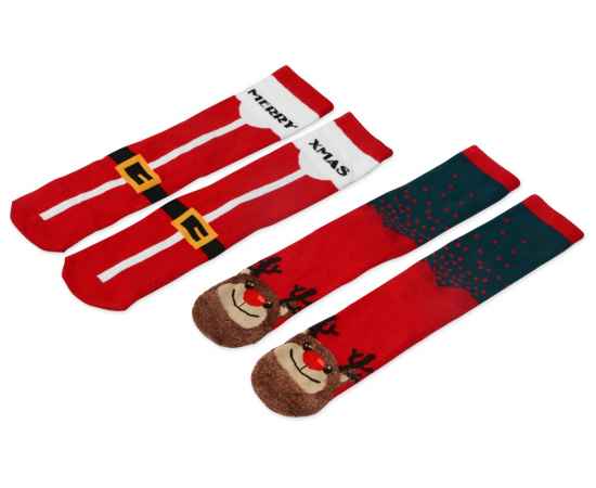 Набор носков с рождественской символикой, 2 пары, 40-43, 869101, Цвет: красный, Размер: 40-43