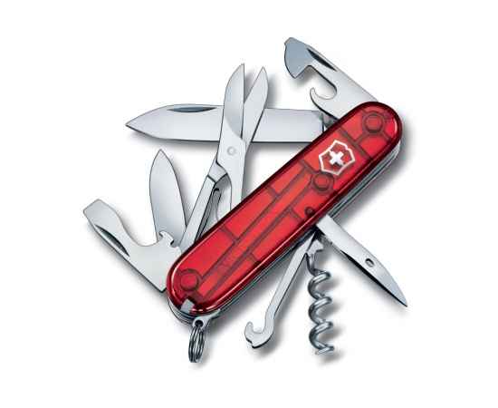 Нож перочинный Climber, 91 мм, 14 функций, 601137, Цвет: красный прозрачный