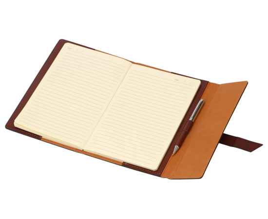 Бизнес-блокнот А5 с клапаном Fabrizio с ручкой, 701609, Цвет: коричневый,серебристый