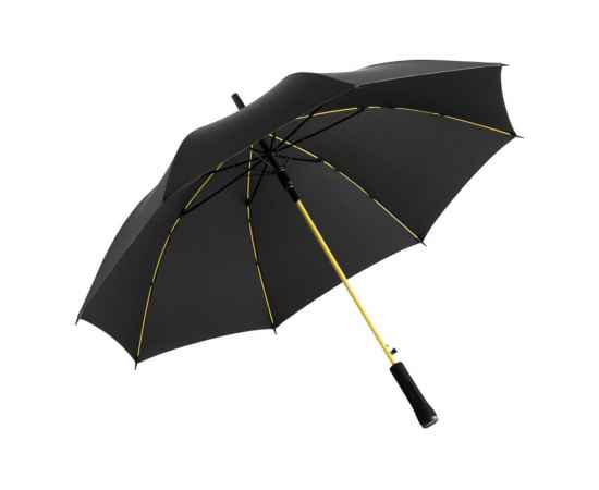 Зонт-трость Colorline с цветными спицами и куполом из переработанного пластика, 100003, Цвет: черный,желтый