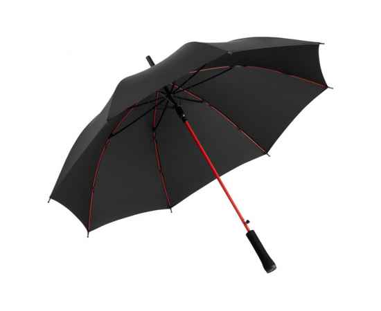 Зонт-трость Colorline с цветными спицами и куполом из переработанного пластика, 100002, Цвет: черный,красный