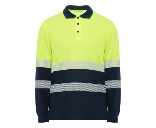Рубашка поло со светоотражающими полосами Vega с длинным рукавом, мужская, S, 9316HV55221S, Цвет: navy,неоновый желтый, Размер: S
