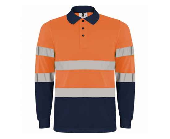 Рубашка поло со светоотражающими полосами Polaris с длинным рукавом, мужская, S, 9306HV55223S, Цвет: navy,неоновый оранжевый, Размер: S
