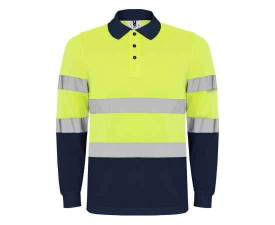 Рубашка поло со светоотражающими полосами Polaris с длинным рукавом, мужская, S, 9306HV55221S, Цвет: navy,неоновый желтый, Размер: S