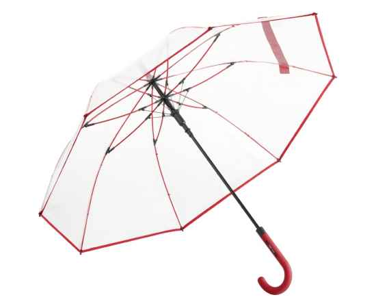 Зонт-трость Pure с прозрачным куполом, 100126, Цвет: красный