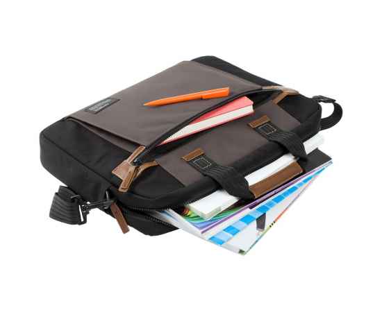 Сумка для ноутбука Sideways Laptop Bag, черная с серым, Цвет: серый, Размер: 40х29х6 см, изображение 6