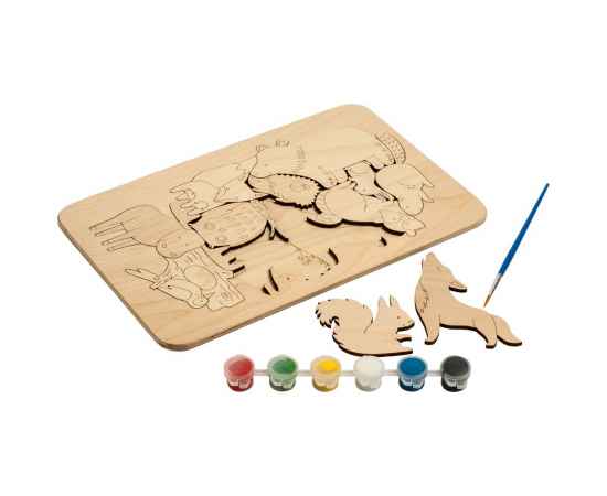 Пазл-раскраска Wood Games, лесные жители, Размер: пазл: 21х33 см, изображение 5