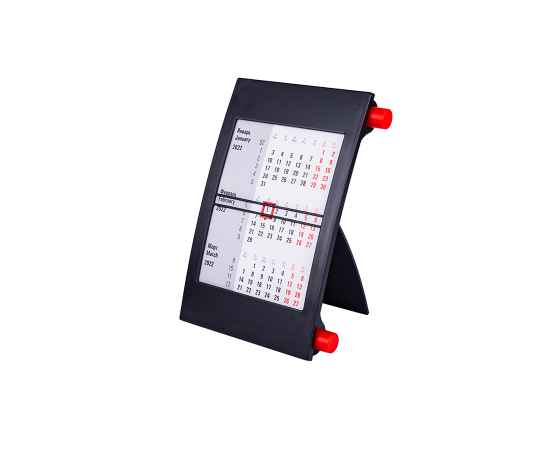 Календарь настольный на 2 года, черный с красным, 18х11 см, пластик, тампопечать, шелкография, Цвет: красный, черный, изображение 2
