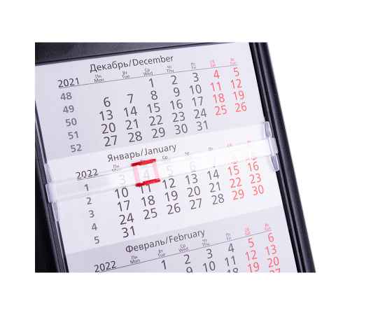 Календарь настольный на 2 года, черный с красным, 18х11 см, пластик, тампопечать, шелкография, Цвет: красный, черный, изображение 3