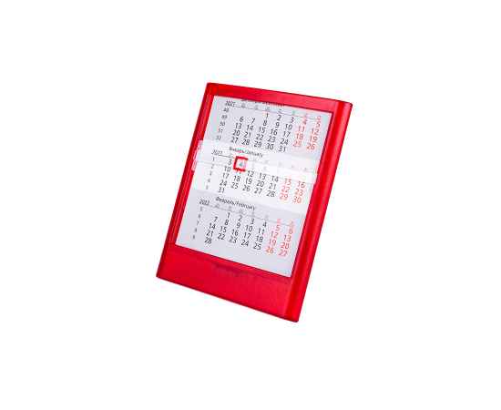 Календарь настольный на 2 года , прозрачно-красный, 12,5х16 см, пластик, тампопечать, шелкография, Цвет: красный, изображение 2