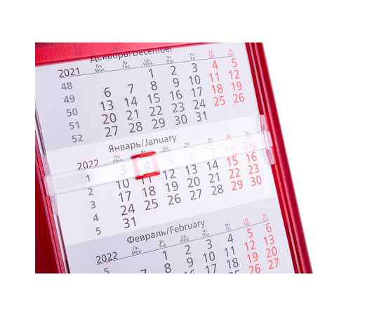 Календарь настольный на 2 года , прозрачно-красный, 12,5х16 см, пластик, тампопечать, шелкография, Цвет: красный, изображение 3