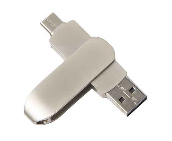 USB flash-карта CIRCLE OTG Type-C (32Гб), серебристая, 6,5х1,5х0,82 см, металл