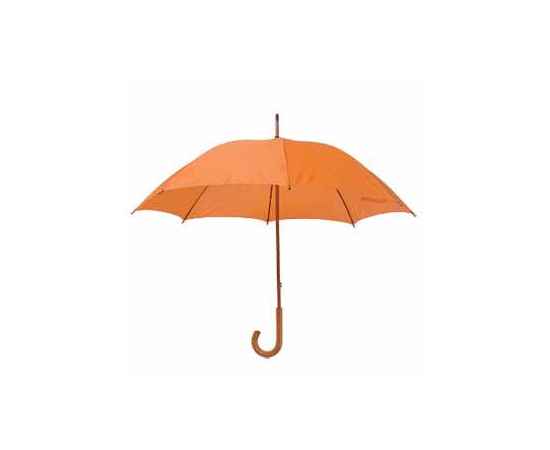 Зонт-трость механический, деревянная ручка, нейлон, D=105, оранжевый, Цвет: оранжевый, Размер: D=105см