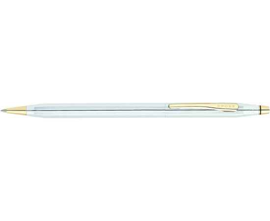 Шариковая ручка Cross Century Classic. Цвет - серебристый с золотистой отделкой.