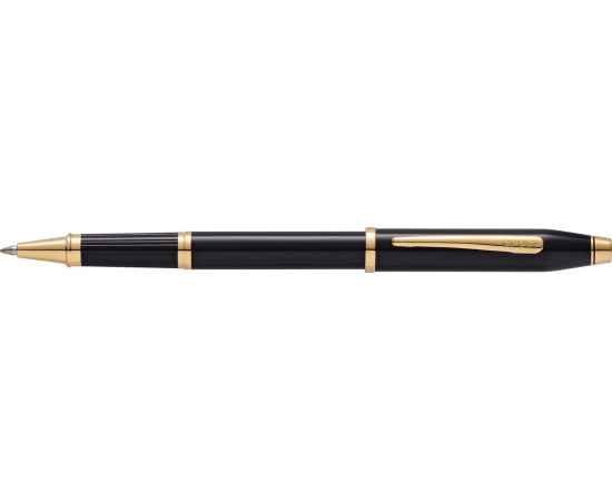 Ручка-роллер Cross Century II Black lacquer, черный лак с позолотой 23К