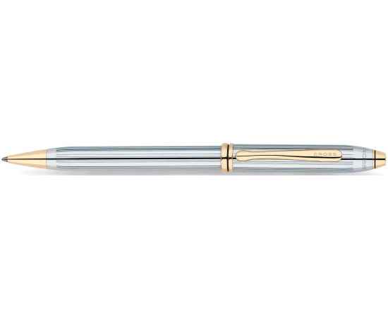 Шариковая ручка Cross Townsend, тонкий корпус. Цвет - серебристый с золотистой отделкой.