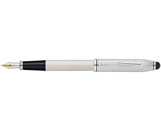 Перьевая ручка Cross Townsend со стилусом 8мм. Цвет - платиновый, перо - золото 18К Solid Gold/родий