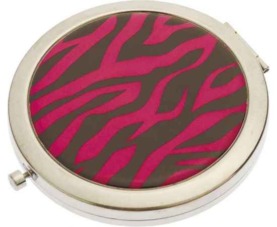 Зеркало Dewal Beauty серия 'Дикая природа' карманное круглое, розовый тигр, d7см