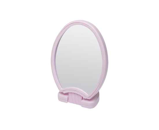 Зеркало Dewal Beauty настольное, в розовой  оправе, на пластиковой подставке, 26*14.5 см.