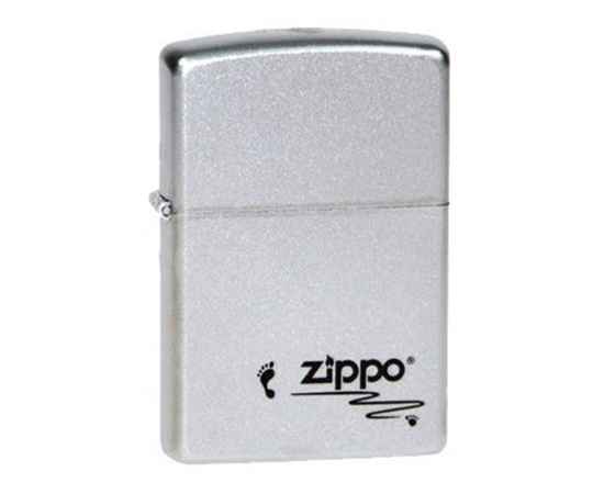Зажигалка ZIPPO Footprints, с покрытием Satin Chrome™, латунь/сталь, серебристая, 38x13x57 мм
