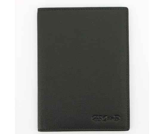 Обложка для паспорта S.Quire, натуральная воловья кожа, черный, наппа,  13,4 x 9,9 x 1 см
