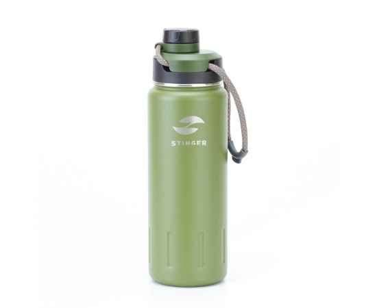 Термобутылка Stinger, 0,71 л, сталь/пластик, 'зеленый мох', 8 х 25,4 см
