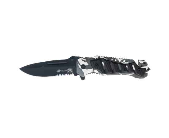 Нож складной Stinger, 90 мм, (чёрный), материал рукояти:сталь/алюминий (серый камуфляж/чёрный)