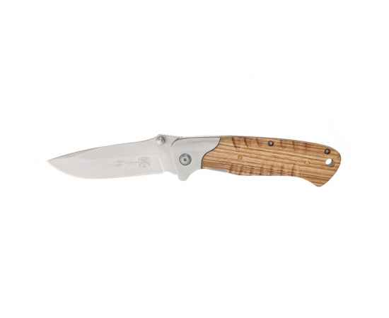 Нож складной Stinger, 90 мм (серебристый), материал рукояти: сталь/дерево (серебристо-коричневый)