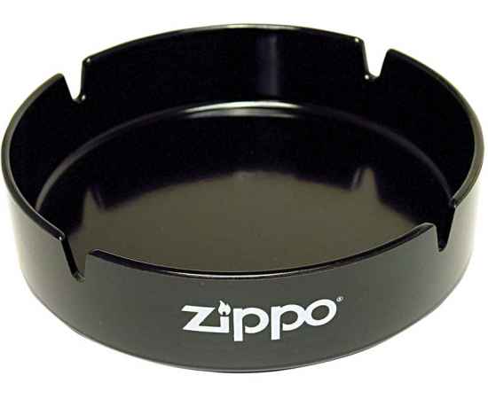 Пепельница ZIPPO, долговечный пластик, чёрная с фирменным логотипом, диаметр 13 см