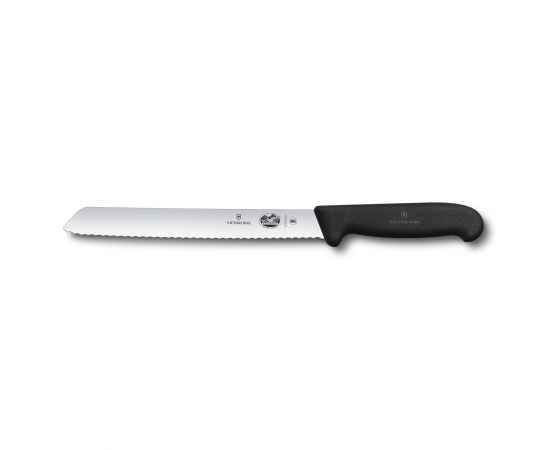 Нож для хлеба VICTORINOX Fibrox с волнистым лезвием 21 см, чёрный