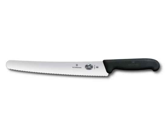 Нож для хлеба и выпечки VICTORINOX Fibrox, лезвие 26 см с волнистой кромкой, чёрный
