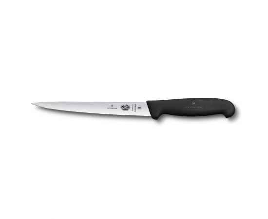 Нож филейный для рыбы VICTORINOX Fibrox с супер-гибким лезвием 18 см, чёрный