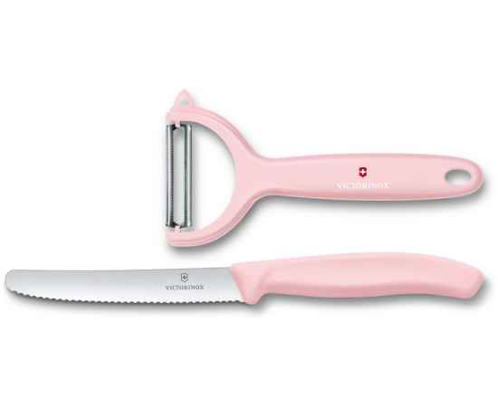 Набор из 2 кухонных ножей VICTORINOX Swiss Classic: нож для томатов и столовый нож 11 см, розовый