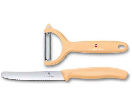 Набор из 2 кухонных ножей VICTORINOX Swiss Classic: нож для томатов и столовый нож 11 см, бежевый