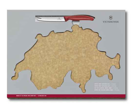 Набор VICTORINOX Swiss Map: нож для сыра и колбасы Swiss Classic 11 см + разделочная доска Epicurean