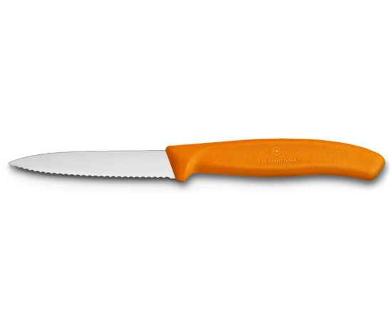 Нож для овощей VICTORINOX SwissClassic, лезвие 8 см с волнистой кромкой, оранжевый