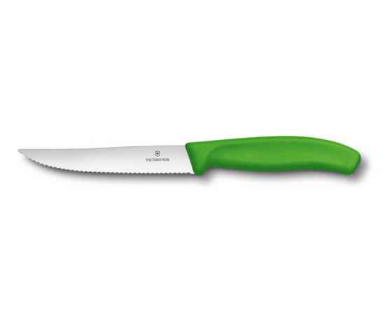 Нож для стейка и пиццы VICTORINOX SwissClassic 'Gourmet', 12 см, с волнистой кромкой, зелёный