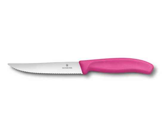 Нож для стейка и пиццы VICTORINOX SwissClassic 'Gourmet', 12 см, с волнистой кромкой, розовый
