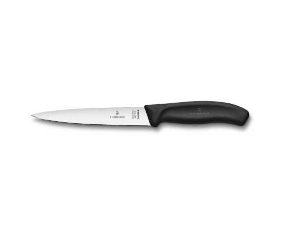 Нож филейный VICTORINOX SwissClassic с гибким прямым лезвием 16 см, чёрный