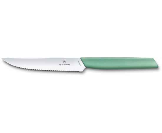 Нож для стейка и пиццы VICTORINOX Swiss Modern, 12 см, с волнистой кромкой, мятно-зелёный