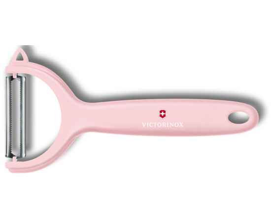 Нож для чистки томатов и киви VICTORINOX, двусторонее зубчатое лезвие, светло-розовая рукоять