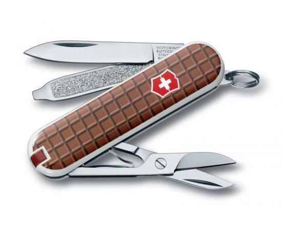Нож-брелок VICTORINOX Classic, 58 мм, 7 функций, рукоять с дизайном 'Шоколад'