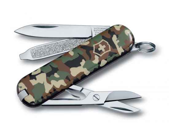 Нож-брелок VICTORINOX Classic SD 'Camouflage', 58 мм, 7 функций, зелёный камуфляж