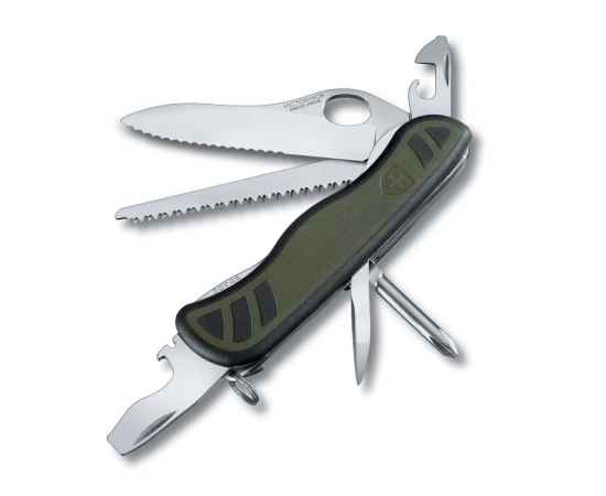 Нож перочинный VICTORINOX Swiss Soldier's Knife 08, 111 мм, 10 функций, зелёный с чёрными вставками