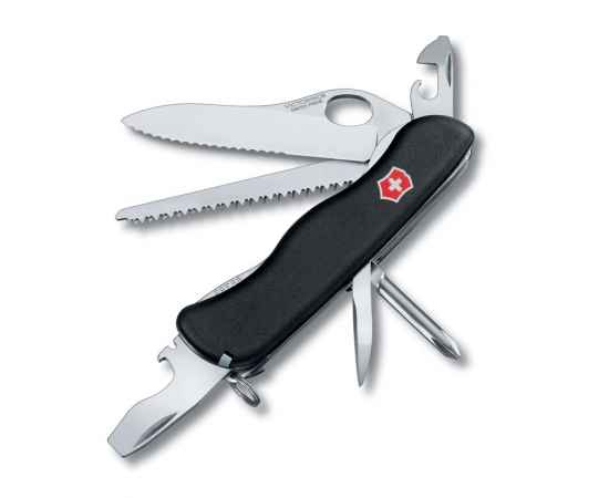 Нож перочинный VICTORINOX Trailmaster One Hand, 111 мм, 12 функций, с фиксатором лезвия, чёрный