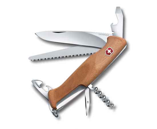Нож перочинный VICTORINOX RangerWood 55, 130 мм, 10 фнк, с фиксатором, рукоять из орехового дерева